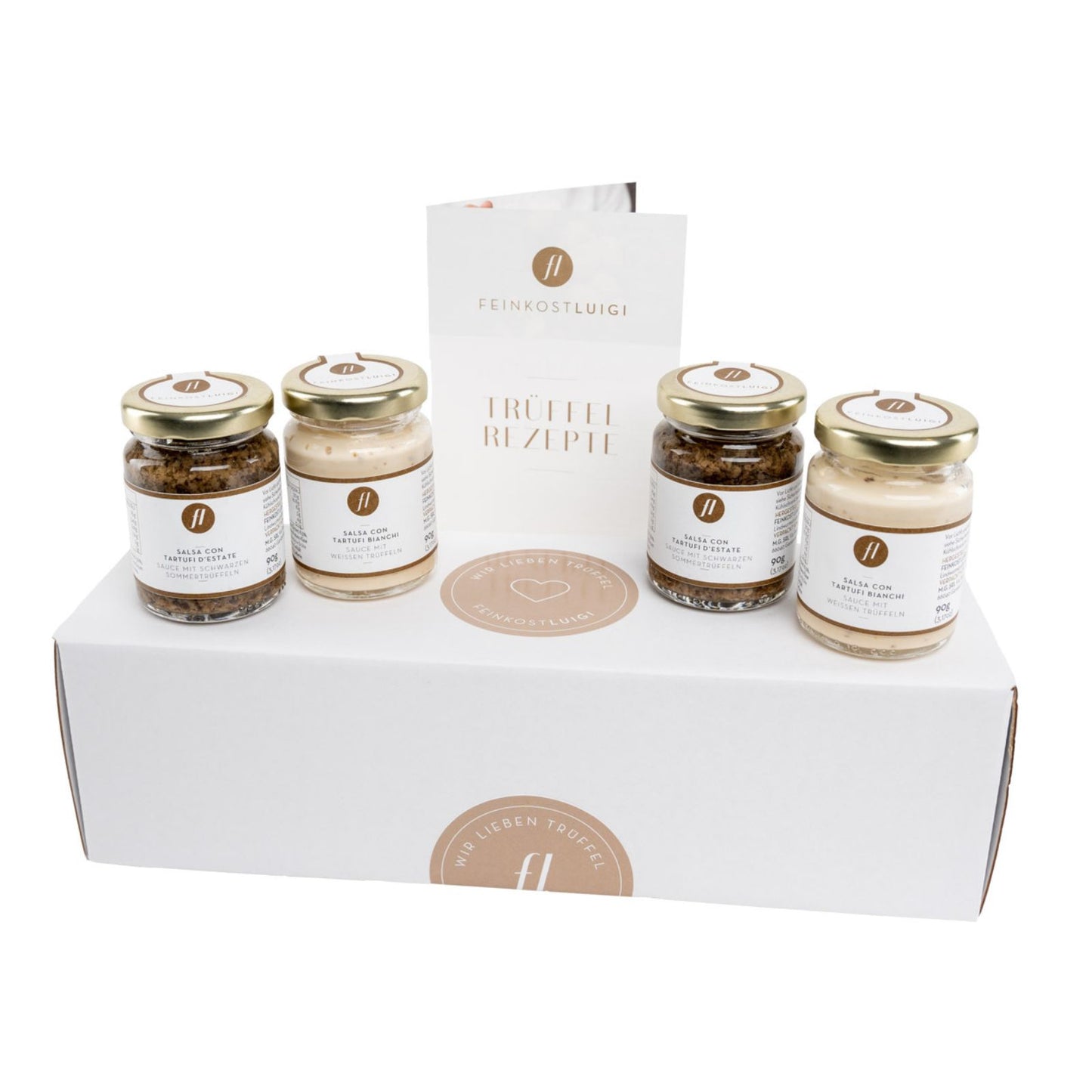 TRÜFFELBOX MIT TRÜFFEL CARPACCIO, SALSA MIT SCHWARZEN UND WEISSEN TRÜFFELN SOWIE TRÜFFELBUTTER