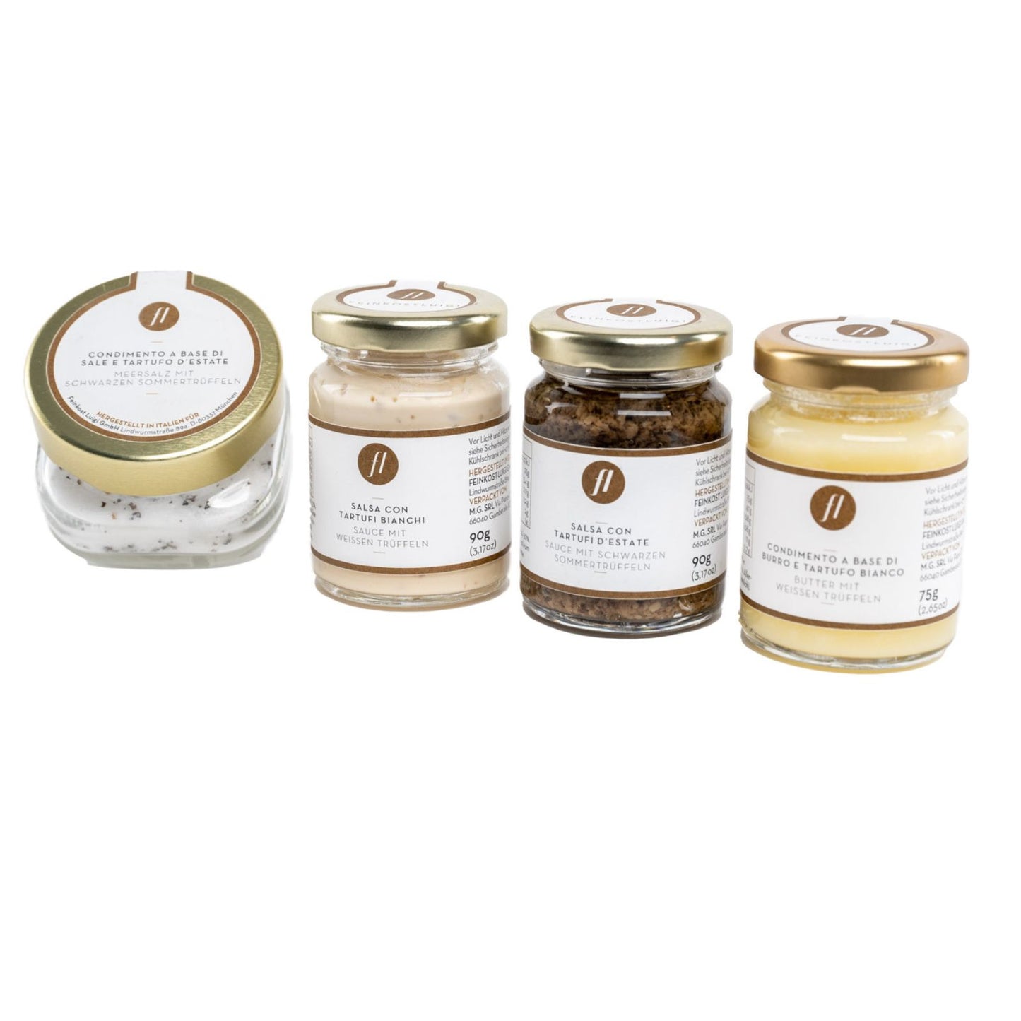 TRÜFFELBOX MIT TRÜFFELSALZ, SALSA MIT SCHWARZEN UND WEISSEN TRÜFFELN SOWIE TRÜFFELBUTTER