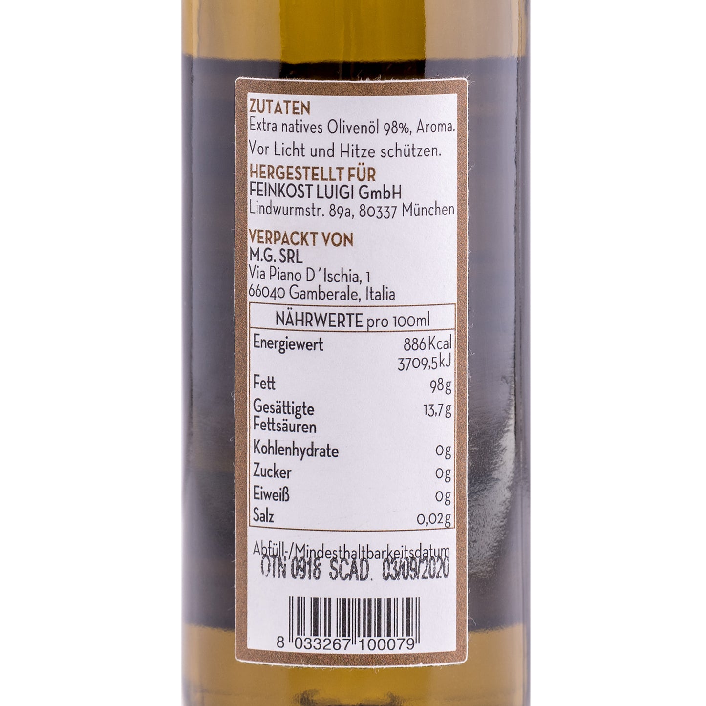 TRÜFFELÖL MIT SCHWARZEN TRÜFFELN (100ML)